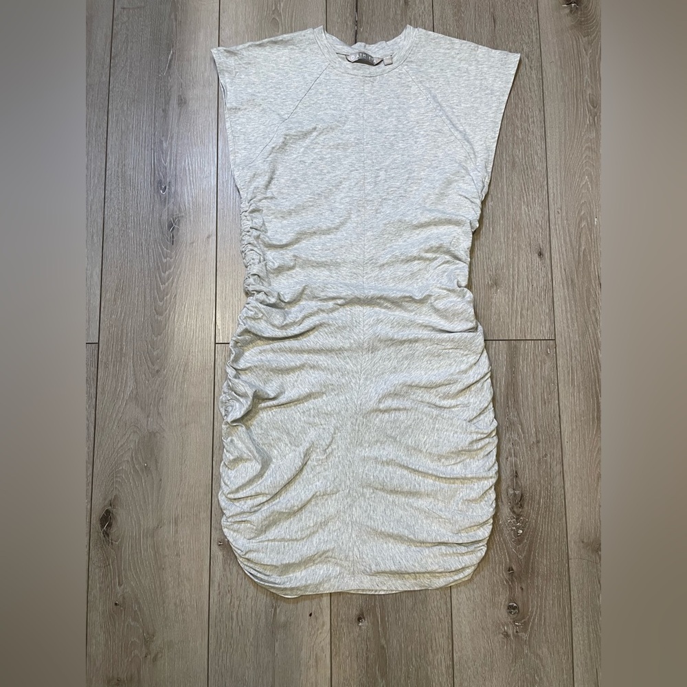 Athleta Apres Grey Ruched Bodycon T-Shirt Dress Size Small